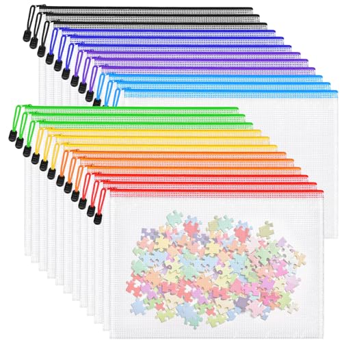 24pcs Mesh Zipper Pouch Bags, A4 Letter Size Zippered Bags for Organizing