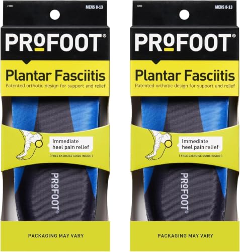Image of PROFOOT Plantar Fasciitis Orthotic Insoles for Men (Sizes 8-13) - Gel Shoe Inserts for Instant Heel Pain Relief and Arch Support Heel Pads, 2 Pair (Pack of 12)