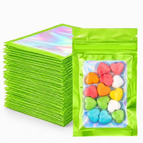 FITIMOR Holographic Bags 100PCS Mylar Bags, Smell Proof Bag Goodie Baggies