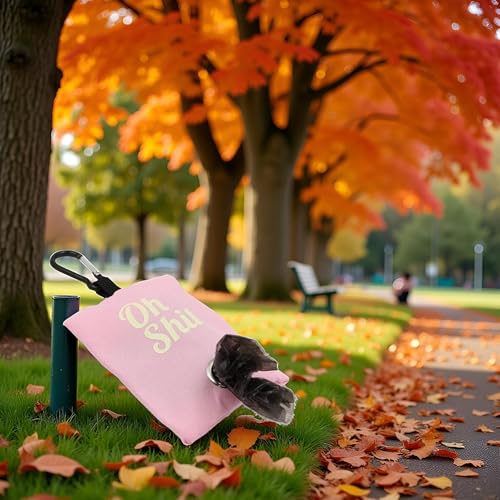 Image of Pink Dog Poop Bag Holder,Pet Pets Supplies Canvas Garbage Bags,Poop Bag Dispenser Portable Poop Waste Bag Holder Outdoor Puppy Cat Pick Up Organizer,Dog Supplies