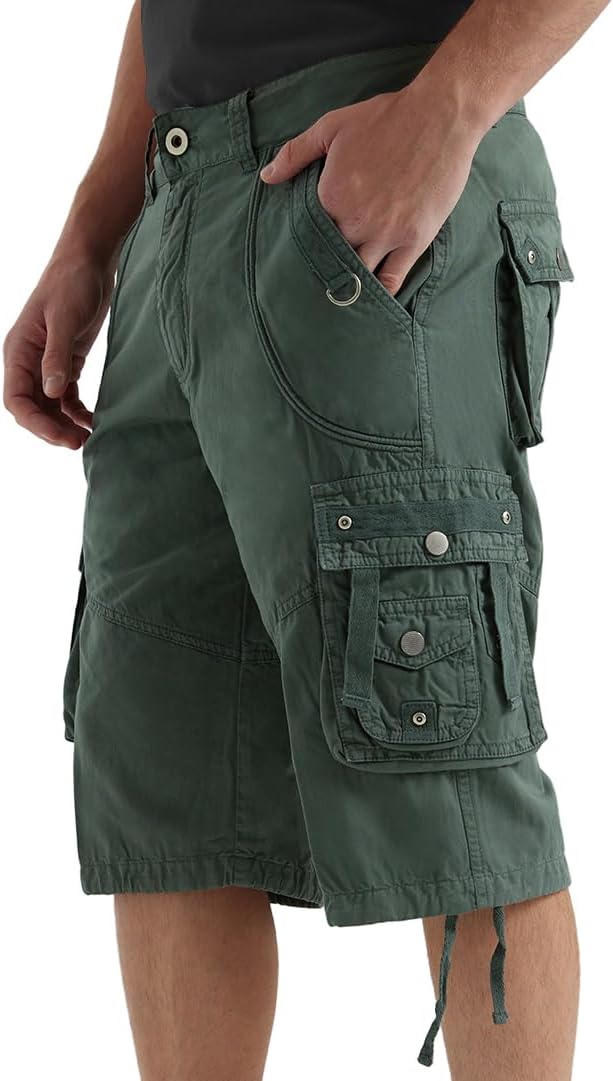 Rejork Cargo Shorts for Men Casual 3/4 Capri Pants with Pockets Long Below Knee Length Loose Fit Hiking Work
