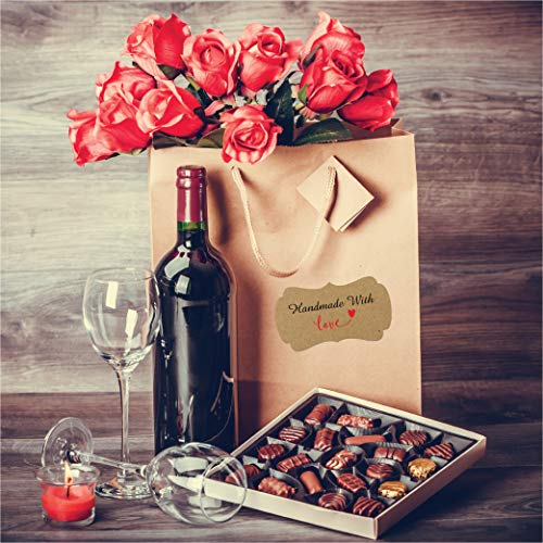 Easykart 500 Kraft Handmade With Love Stickers In Roll | 2.25" X 1.25" | Perfect For Small Business Owners (1 Pack) #TOP3