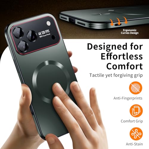 Image of for iPhone 17 Pro Max Case,Slim Design Compatible with MagSafe,Strong Magnetic Shockproof Military-Grade Protection for Screen & Camera Cover Case for 17 Pro Max,Green