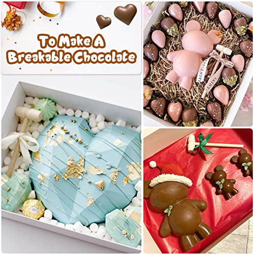 Caffox Wooden Hammer For Chocolate, 30Pcs Wooden Mallets Breakable Heart Hammer For Chocolate Heart, Crafts And Party Game Props #TOP4