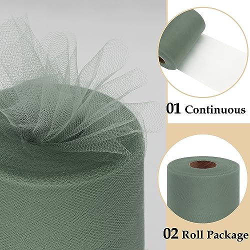 Premium Sage Green Tulle Fabric Roll - 6 Inch x 100 Yards Sheer Netting for DIY Crafts, Party Decorations, and Gift Wrapping 4 Premium Sage Green Tulle Fabric Roll - 6 Inch x 100 Yards Sheer Netting for DIY Crafts, Party Decorations, and Gift Wrapping - Image 3