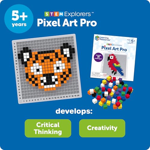 Image of Learning Resources STEM Explorers Pixel Art Pro - Critical Thinking, Math Manipulatives, Problem Solving Skills, Pattern Blocks, Brain Games, Montessori, Fine Motor Skills, Gifts for Boys and Girls