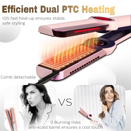 Plancha y rizador 2 en 1 para el cabello rosa miniatura 3