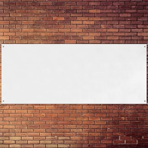 Image of Zonon Large Blank Banners And Signs Polyester Oxford Cloth Sublimation Banner To Decorate With Hanging Rope For Indoor Wall Outdoor Easy to Hang DIY Signs For Business Office (White,2 x 8 Feet)