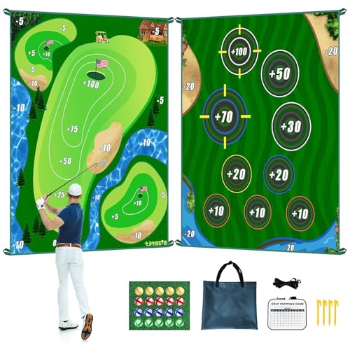 Tapis de jeu de golf double face 1,8x1,5m avec tapis de frappe et sac