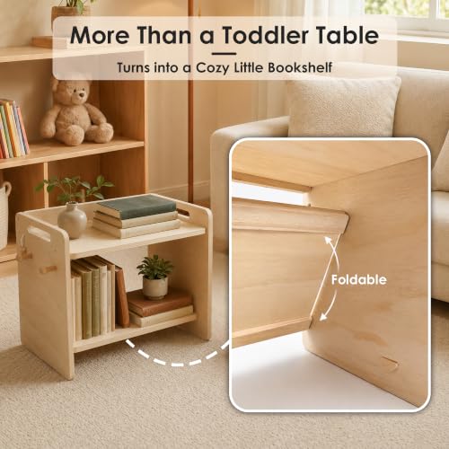 Image of bpmfkid Montessori Weaning Table and Chair Set - Adjustable Design for Toddlers, Ideal for Mealtime, Learning, and Play | Adjustable Wooden Design for Meals, Learning, Play, and Everyday Routines