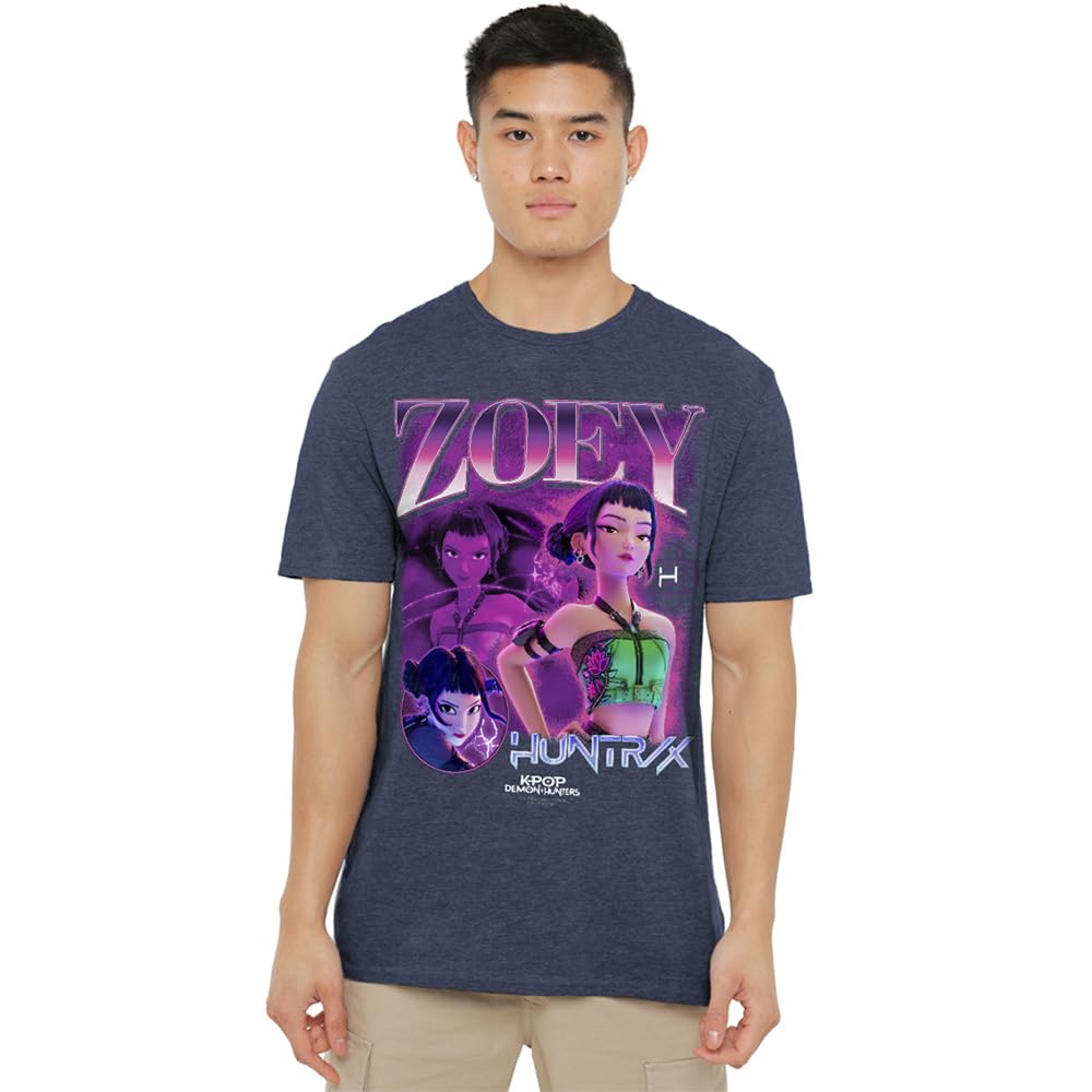 K-Pop Demon Hunters - Huntrix Huntr/X Zoey Bootleg Unisex T Shirt, Heather Navy, Medium