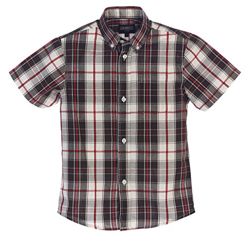 Image of Gioberti Boys Casual Plaid Checked Short Sleeve Button Down Shirt