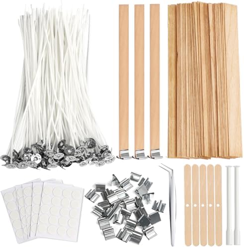 XKSOCT 20 Mèches Bougie Bois Avec Bases Métal - Accessoires Fabrication Bougies Parfumées