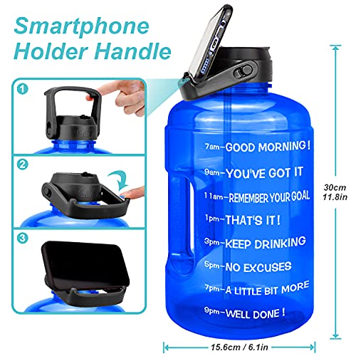 Image of QuiFit 1 Gallon Water Bottle - with Straw & Motivational Time Marker Leak-Proof BPA Free Reusable Gym Sports Outdoor Large(128OZ /73OZ) Capacity Water Jug