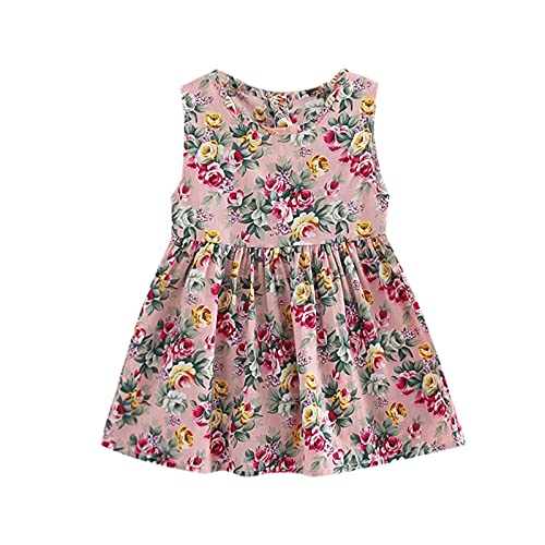Sleeveless Kids Flowers Dress Summer Print Girls Princess Children Girls Dress&Skirt Leopard Knit