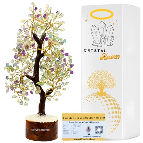 Image of Certified Fluorite Crystal Tree for Good Luck - Healing Crystals Money Tree for Wealth, Positive Energy at Home Office - Decorative Spiritual Gifts for Vastu, House Warming