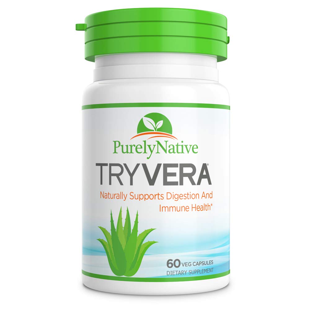 Purely Native TRYVERA - Naturally Relieves Bouts of Indigestion, Acid Reflux, Heartburn, Gas, Bloating and Constipation. Helps with Regularity & aids Digestion.