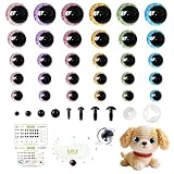 MUCUNNIA Glitter Moon Safety Eyes 256Pcs 6-30mm Safety Eyes for Crocheting with Washers and Size Tools Large Crochet Safety Eyes for Amigurumi Gift for Crochet Lovers Christmas Decorations