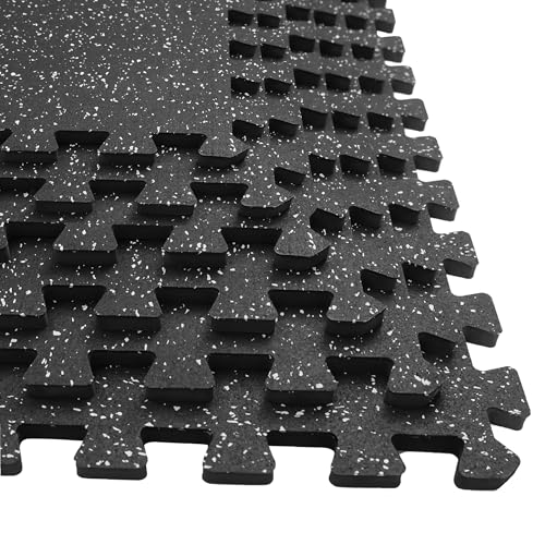 Yes4All Rubber Gym Flooring for Home Gym, 0.56' Thick Gym Flooring Tiles, EVA Foam Mats with Rubber Top, Protective Flooring Mat