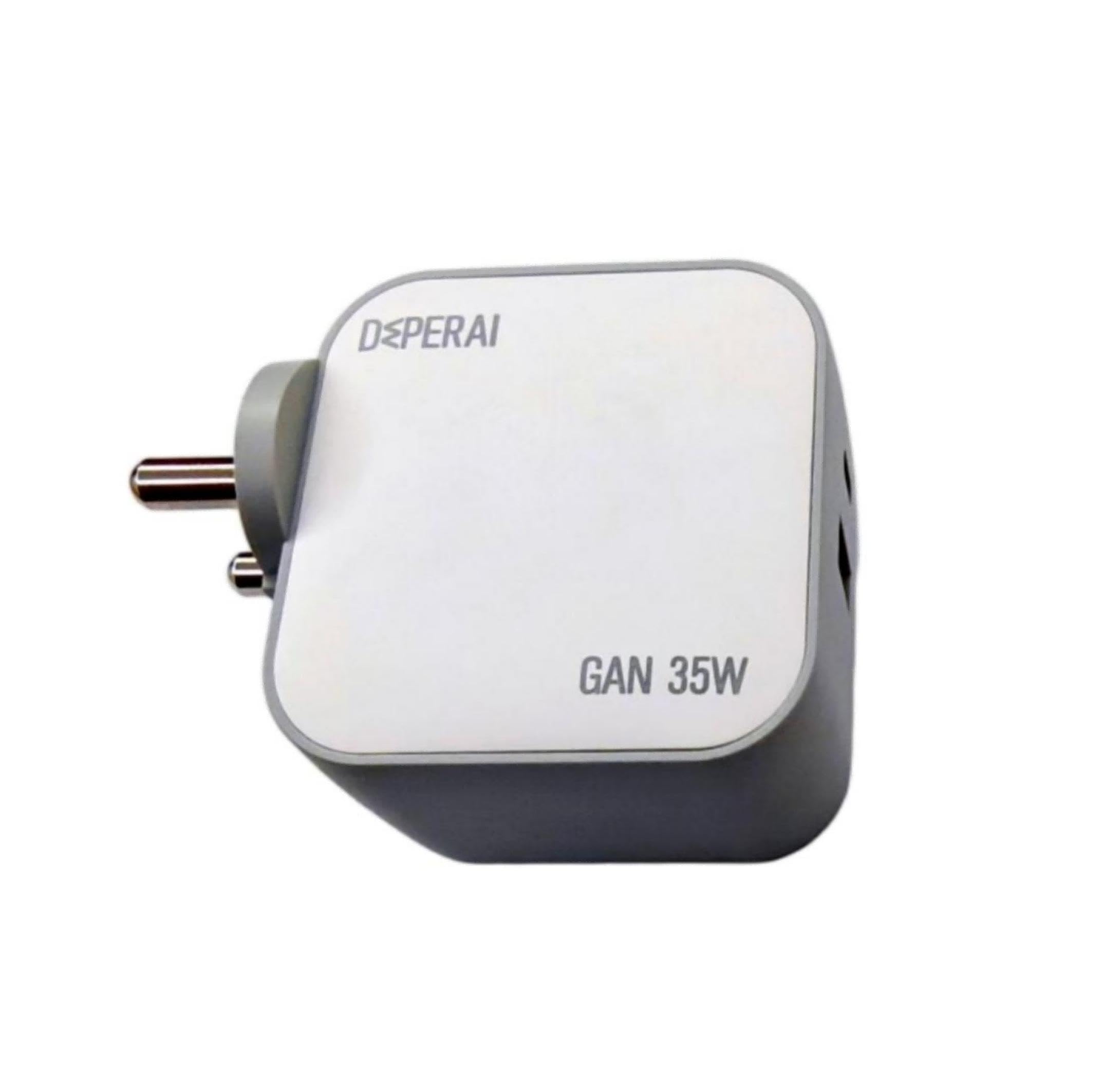 DeperAI 35W Dual Port GaN III Fast Charger A+C - MFi Certified, PD3.0 & UFCS Support iPhone, iPad, Android Devices (White and Grey)