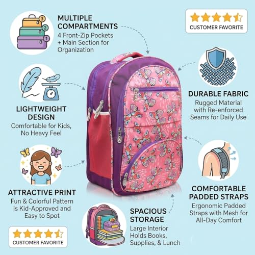 Image of Stylbase Kid School Backpack Bag for Girls and Boys | Ideal School Picnic Travel & Travelling Bag |17 Inches 4 Compartments, Water-Resistant Multipurpose for Kids