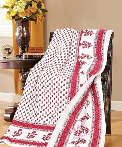 Image of EMIOUR 400 TC Pure Cotton Soft Jaipuri AC Quilt /Razai /Rajai Floral Print,Jaipuri Razai Cotton Quilt for Winter,Lightwieght Jaipuri Razai (Design 12, Double Bed)