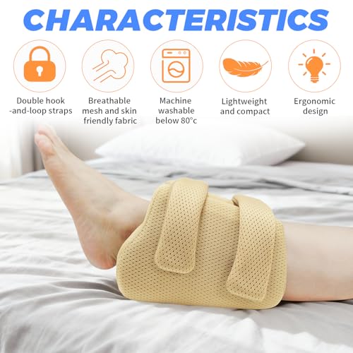 Image of 3D Compact Heel Protectors for Pressure Sores & Bed Sore Relief, Foot Elevation Pillow for Bedridden Patients, Heel Cushion for Post-Surgery Recovery, Ankle Support Foot Wedge Pillow to Reduce Pressure (Khaki 1 pc)