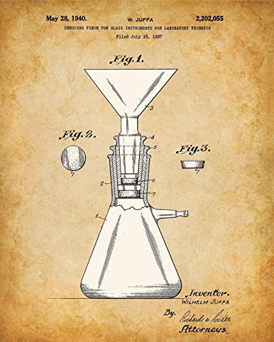 Original Science Lab Equipment Patent Prints - Set Of Four Photos (8X10) Unframed - Makes Great Classroom Laboratory Decor And Gift Under $20 For Scientists Or Inventors #TOP5