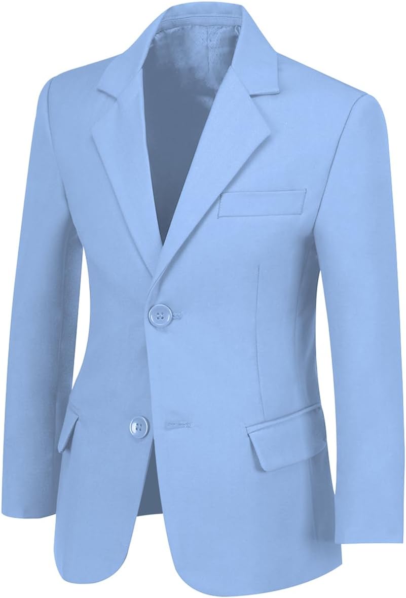 Blazer for Boys Coat Two-Button Jacket Blue Suit for Kids Slim Fit Suits with Lapel Formal Blazer