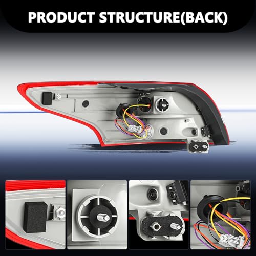 Image of Aosky Halogen Tail Light Assembly Compatible with 2015 2016 2017 2018 Ford Focus Sedan Rear Taillight Brake Signal Lamp with Bulbs RH (Right Passenger Side)