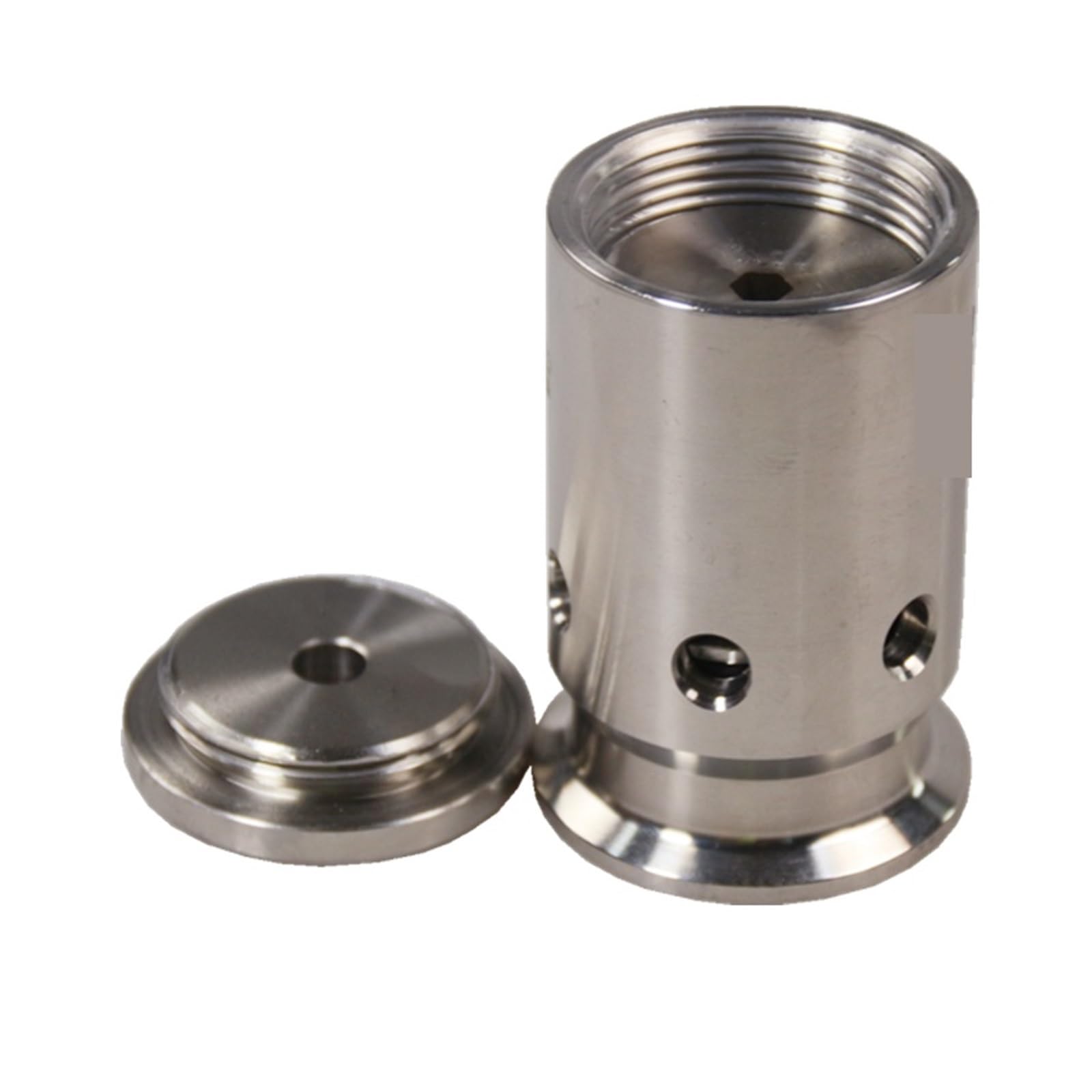 Virola de triple abrazadera de 1,5 "OD 50,5mm 304 acero inoxidable 0-1/2/3 Bar válvula de vacío de alivio de presión ajustable(64MM)