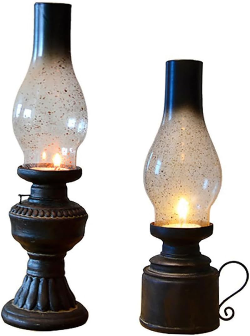 Retro Style Kerosene Lamp Model Rustic Decor Nightstand Oil Lamp for Photography Props