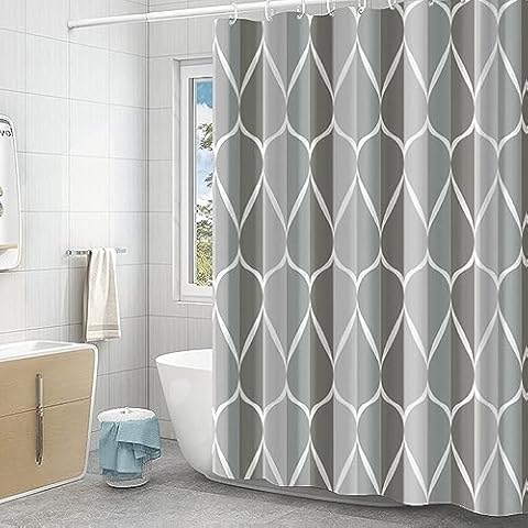 GERUIKE Weighted Grey Shower Curtain 180 x 200 cm Cover