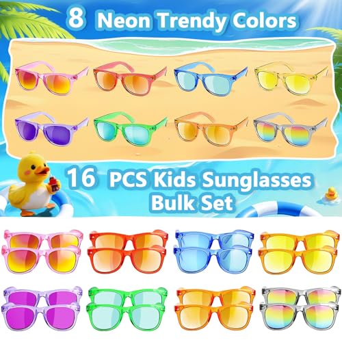 ZXNXZNX 16 Bulk Kids Sunglasses Party Favors for Toddler Boys Girls Age 3-8 - image 2