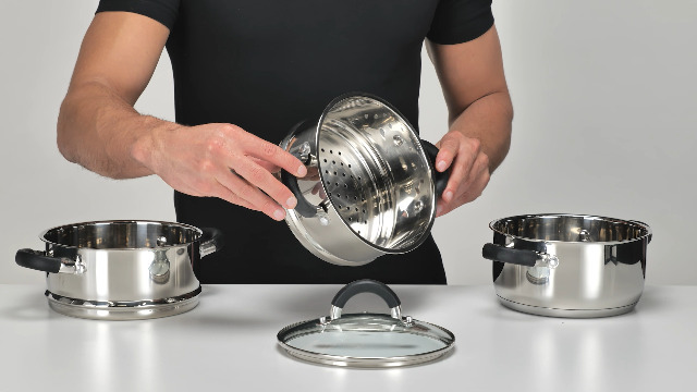 3-Etagen Dampfgarer Edelstahl 28cm - Effizienter Dampfkocher Für Induktion & Gasherd