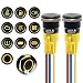 FILN 2PCS 19mm (3/4'') Latching Push Button Switch Latching 12V 24V DC On-Off with LED Symbol Head for Mounting Hole 1NO1NC with Wire Socket Plug(Yellow)