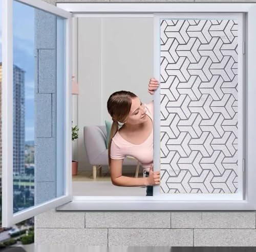 Image of HOME13 Privacy Frosted Glass Window Film Vinyl Decorative Self Adhesive Heat Blocking Glass Door Window Film for Home, Office (12x38 Inch)