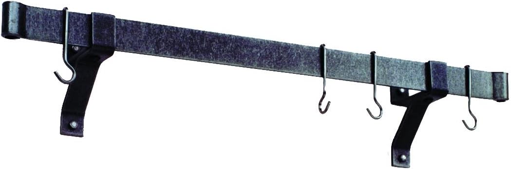 Enclume Premier 48-Inch Rolled End Bar, Wall or Ceiling, Pot Rack, Use with Wall Brackets or Captain Hooks, Hammered Steel