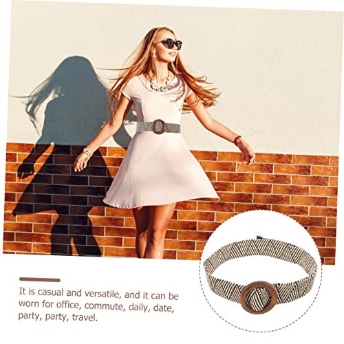 Woven Waist Belt with Wood Buckle for Girls Elastic Strap for Dresses Comfortable and Versatile Daily Use for Parties and Casual Outfits2