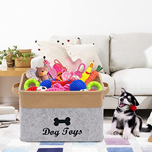 Geyecete Dog Toys Storage Bins-Pet Toy and Accessory Storage Bin, Organizer Storage Basket for Pet Toys,Blankets and Food-Light Gray/Khaki Geyecete Dog Toys Storage Bins-Pet Toy and Accessory Storage Bin, Organizer Storage Basket for Pet Toys,Blankets and Food-Light Gray/Khaki