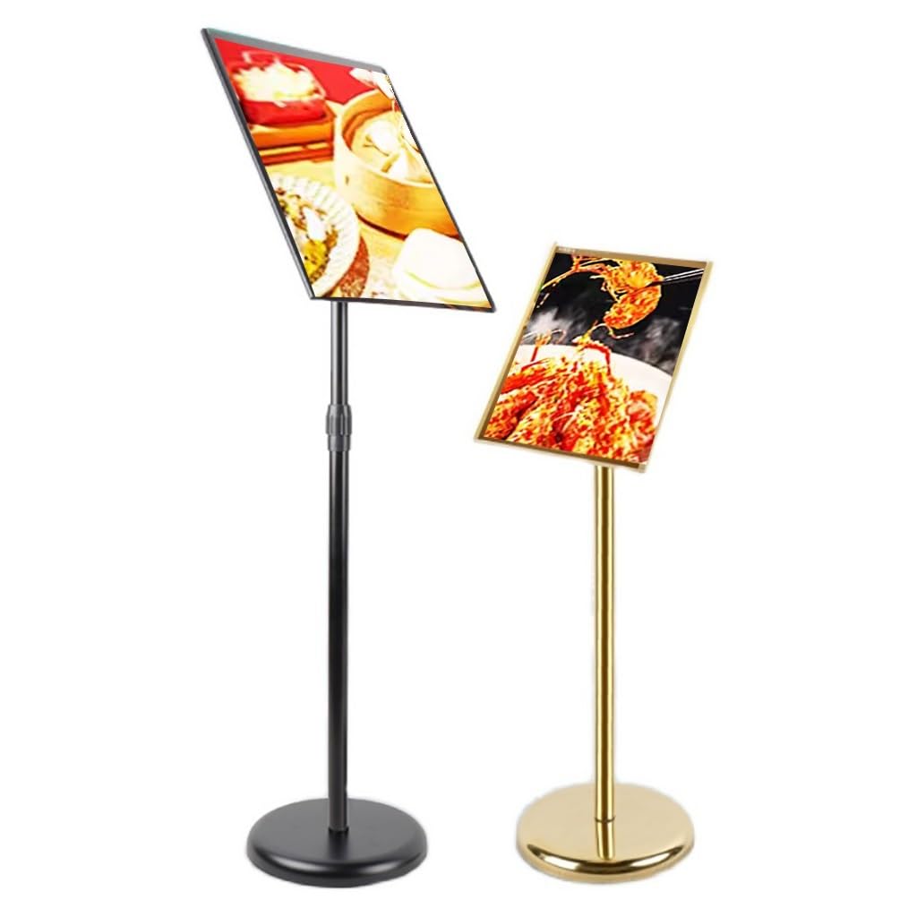 Soporte de pie ajustable resistente para exhibición de menú de restaurante al aire libre