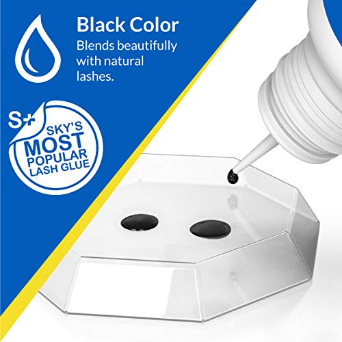 Sky Glue For Eyelash Extensions S+ | Super Strong Lash Extension Glue | Professional Black Adhesive For Long Lasting Semi Permanent Individual Lash Extensions | Fast Drying / 7+ Week Retention 5Ml #TOP3