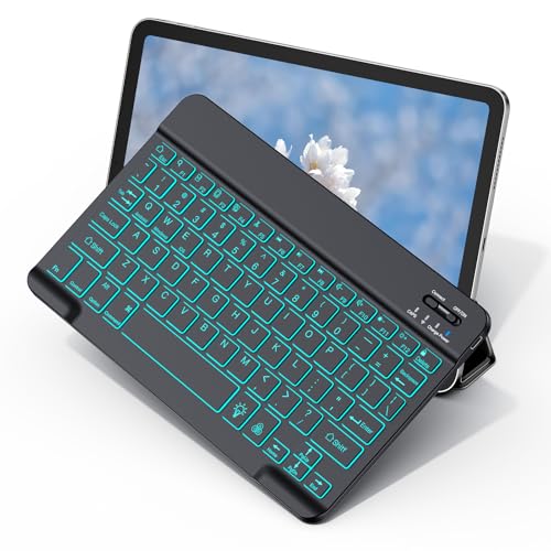 XIWMIX Wireless Bluetooth Keyboard for Samsung Galaxy Tablets, 7-Color Backlit, Ultra-Slim Portable, Type-C Rechargeable, Compatible with Tab A9+/S10 FE/S9/S9 FE/S9+/S9 FE+/S6 Lite/S7/A8