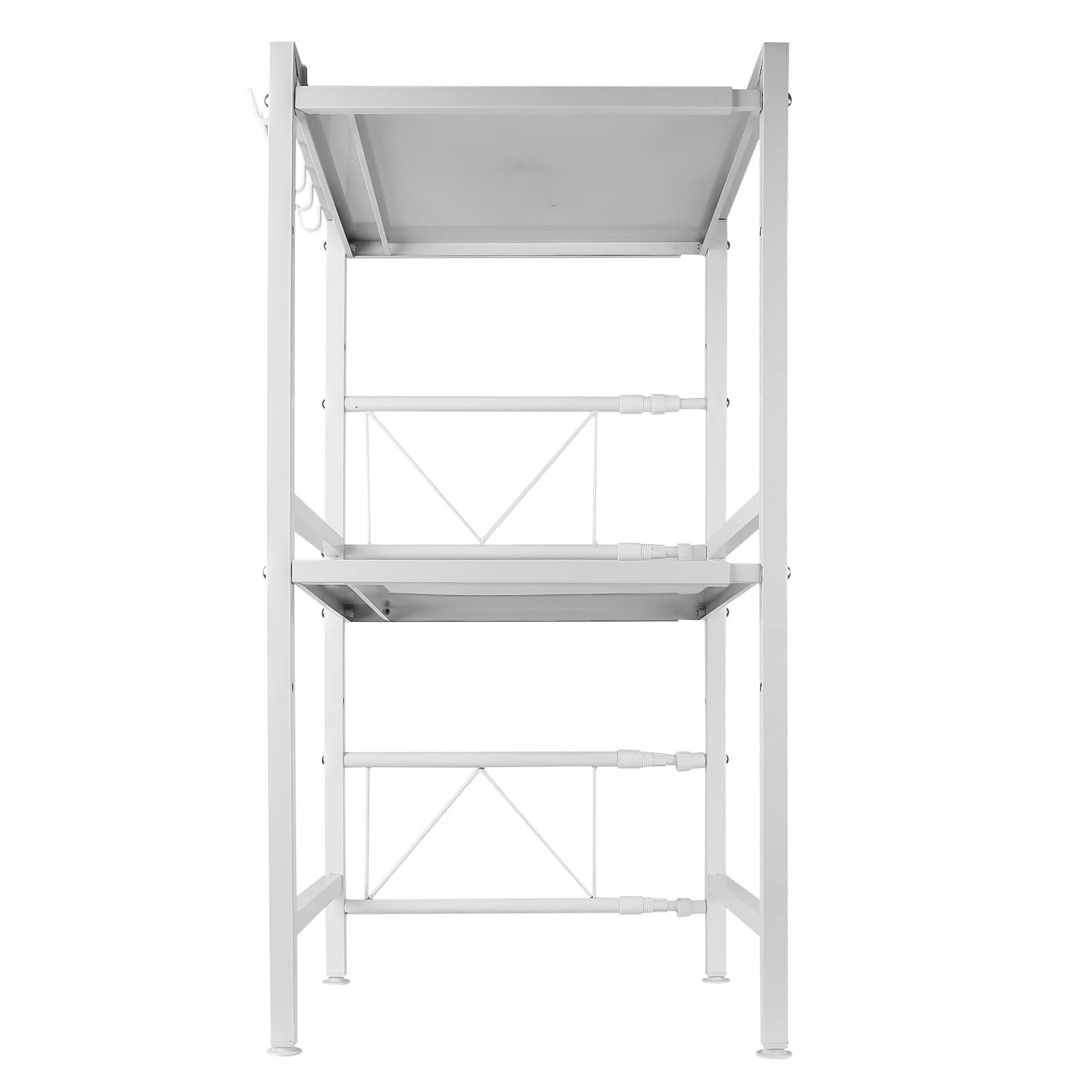 HUOLE Organiseur de Cuisine avec Espace de Rangement pour Micro-Ondes,Étagère à micro-ondes à 2 niveaux, plan de travail de cuisine support plaque adhésive, 40/64 * 36,5 * 78cm-blanc