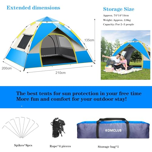 Carpa para camping KOMCLUB para 3 personas impermeable miniatura 2