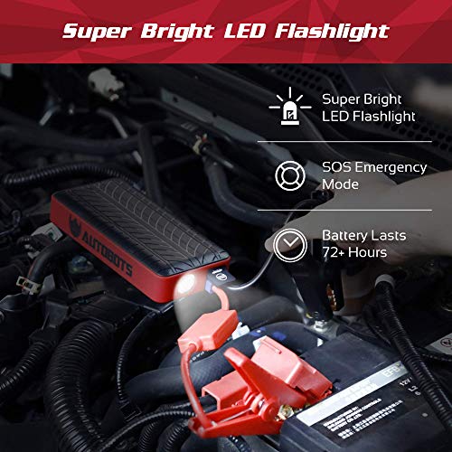 Autobots Shockwave Jump Starter | Best Portable Car Battery Booster with Smart Jumper Cables | 600 Peak Amp 18000 mAh 12 V Automotive Jump Box Power Pack & Mobile Super Charger Kit