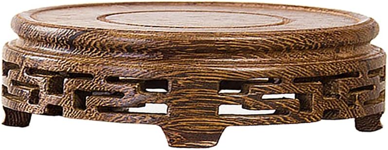 Chinese Back Pattern Round Base Chicken Wing Wood Black Catalpa Wood Home Ornaments Vase Flower Pot Display Stand Carved Flower Pattern