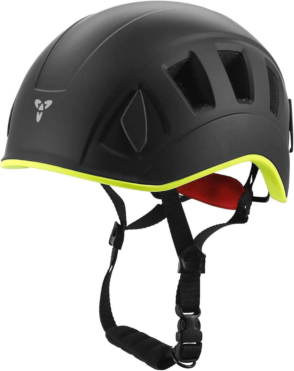 Casco de escalada Casco de media cúpula certificado EN 12492 Diseño ultraligero con 11 puertos de ventilación y clips para faros para escalada en roca/hielo, espeleología, rescate ajustable 57-62 cm (hombres/mujeres)