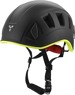 Casco de escalada Casco de media cúpula certificado EN 12492 Diseño ultraligero con 11 puertos de ventilación y clips para faros para escalada en roca/hielo, espeleología, rescate ajustable 57-62 cm (hombres/mujeres)