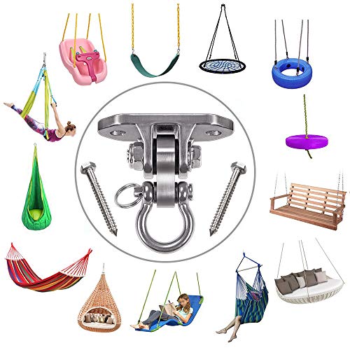 Ioh 2 Pcs Heavy Duty Swing Hangers Stainless Steel 304 Antirust【2000 Lb Capacity】 180° Silent Swing, Playground Porch Yoga Seat Trapeze, Hammock Chair, Hanging Kit, Swing Set Indoor Outdoor #TOP7